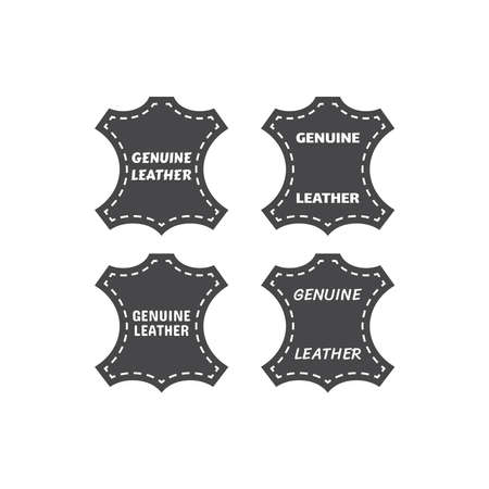 Genuine leather black vector icon. Leather label symbol.のイラスト素材