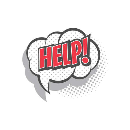 Help speech bubble comic cartoon. Pop art retro style vector illustration.のイラスト素材