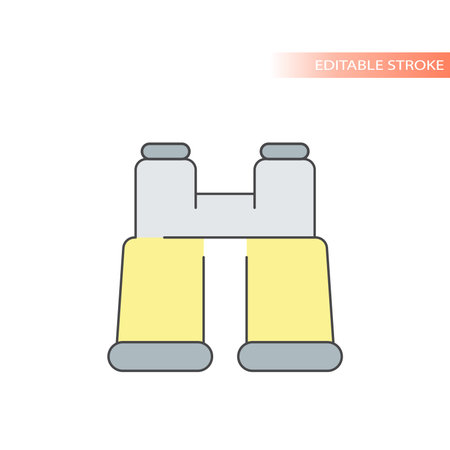 Binoculars line vector icon. Outline binocular symbol with colorful fill, editable stroke.のイラスト素材
