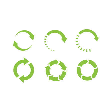 Recycled arrow circle vector icon set. Loop arrows, recycle and reuse symbol.のイラスト素材