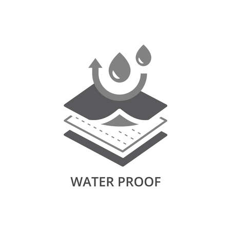 Water proof fabric material feature vector icon. Waterproof fabrics features label symbol.のイラスト素材