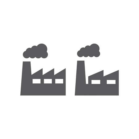 Factory with smoke black vector icon. Pollution filled symbol.のイラスト素材