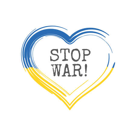 Ukrainian flag in dry brush stroke. Stop war in Ukraine vector illustration.のイラスト素材