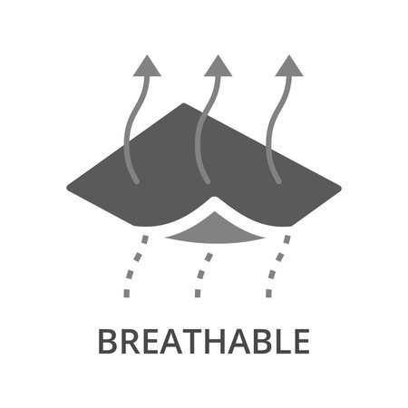Breathable fabric material feature vector icon. Fabrics membrane features label symbol.のイラスト素材