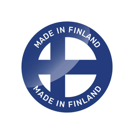 Made in Finland colorful vector badge. Label sticker with Finish flag.のイラスト素材