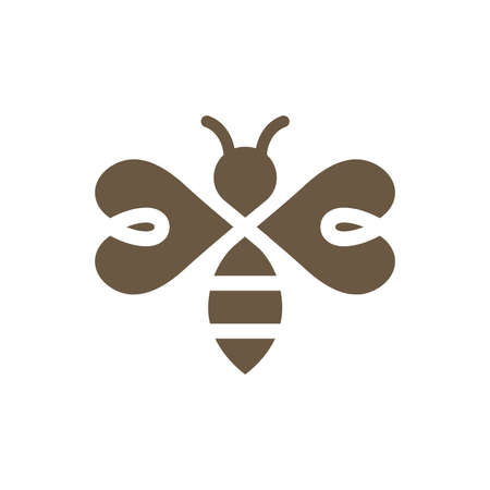 Honey bee black vector icon. Cute filled symbol.のイラスト素材