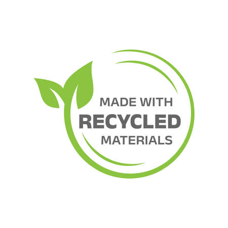 Made with recycled materials label. Eco friendly packaging vector symbol.のイラスト素材