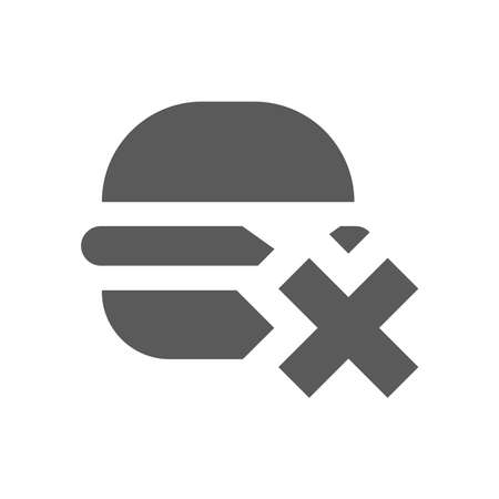 No burger, junk food black vector icon. Healthy eating filled symbol.のイラスト素材