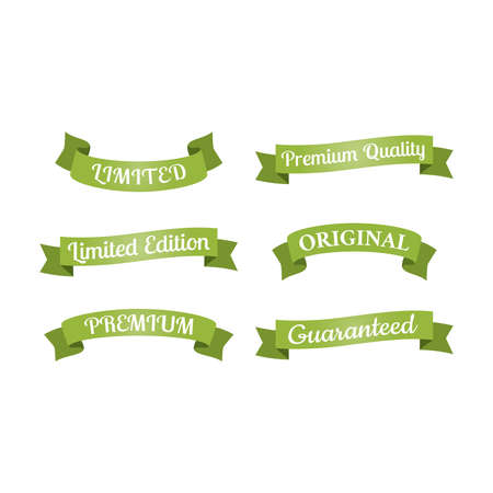 Limited edition, original ribbon banner set. Premium quality colorful vector icons.のイラスト素材