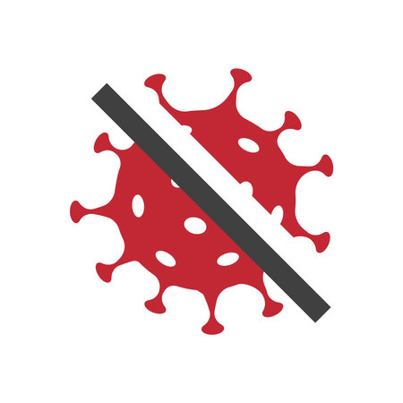 No covid filled vector icon. Coronavirus, covid-19 and a cross filled symbol.のイラスト素材