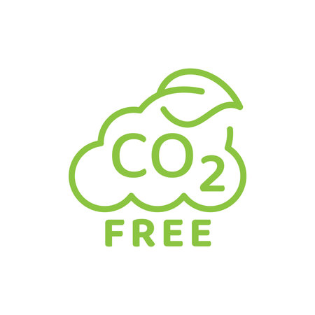 CO2 neutral and zero emissions cloud vector icon. Carbon dioxide free outline symbol.のイラスト素材