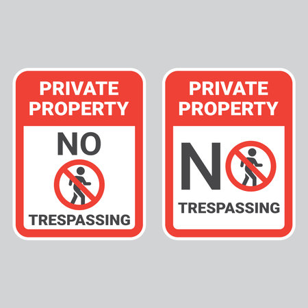 Private property, no trespassing sign. No entry vector label sticker.のイラスト素材