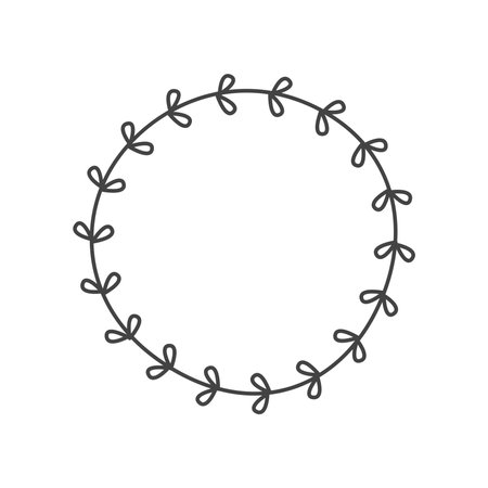 Leaf floral wreath set. Circle frame template with leaves, flower and branches.のイラスト素材