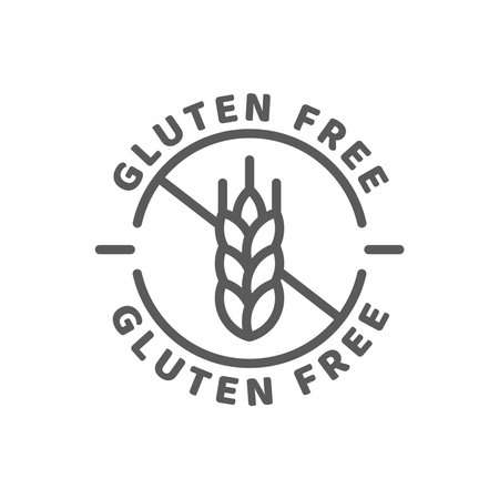 No gluten black vector icon. Gluten free line symbol.のイラスト素材