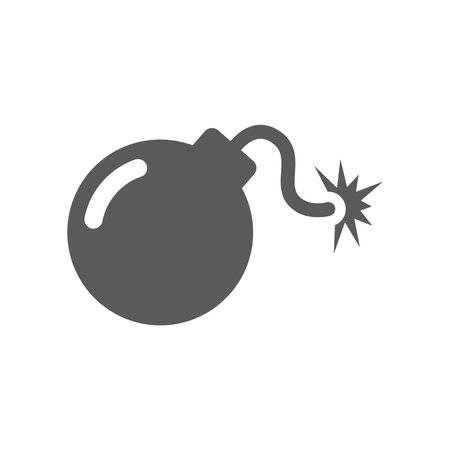 Bomb black vector icon. Military, war weapon filled symbol.のイラスト素材