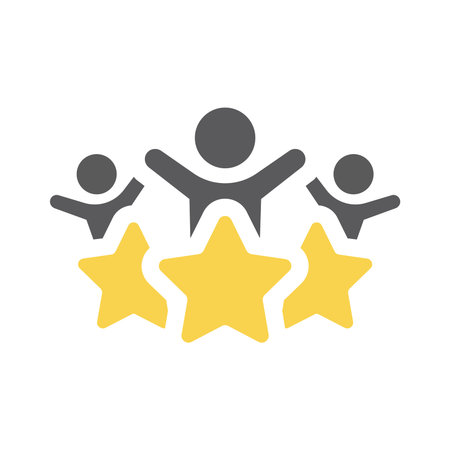 Costumer reviews stars vector icon. Happy clients, positive feedback star filled symbol.
