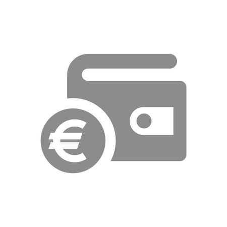 Wallet and currency coin vector icon. Euro, money or savings fill symbol.のイラスト素材