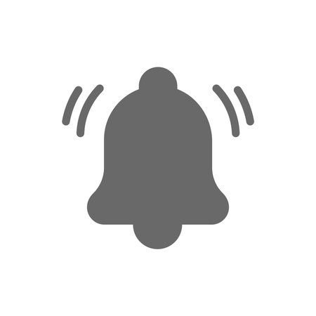Ringing bell vector icon. Simple fill glyph symbol.