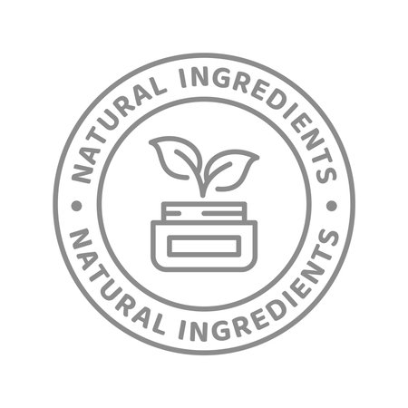 Natural ingredients cosmetics line vector label. Skin care, organic product badge.のイラスト素材