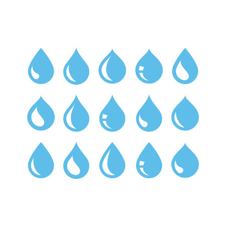 Water drops vector icon set. Simple drop of water icons.のイラスト素材