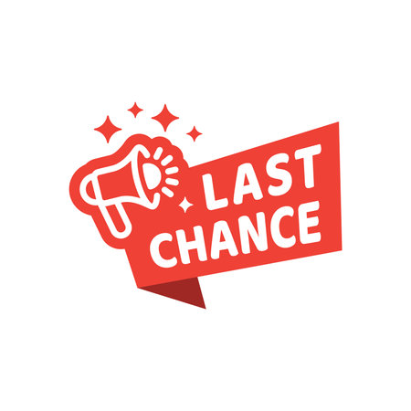 Last chance offer with speaker vector sign. Shopping banner with megaphone announcement icon.のイラスト素材
