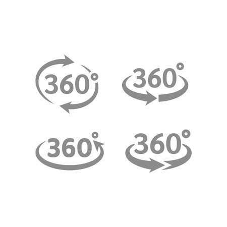 360 degrees view loop vector icon. Three hundred sixty circle arrow symbol.のイラスト素材