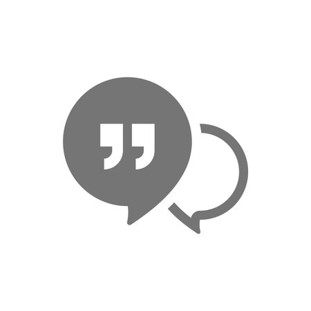 Message bubble and quotation mark vector icon. Chat balloon and quotes symbol.のイラスト素材