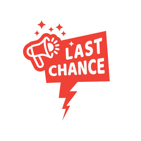 Last chance offer with speaker vector sign. Shopping banner with megaphone announcement icon.のイラスト素材