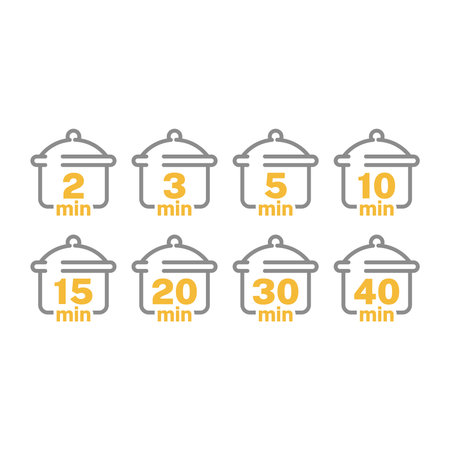 Cooking time and pot line icon set. Cook for 2, 3 minutes vector icons.のイラスト素材