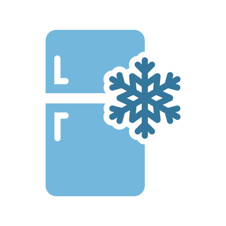 Fridge black isolated vector icon. Refrigerator and freezer symbol with snowflake.のイラスト素材