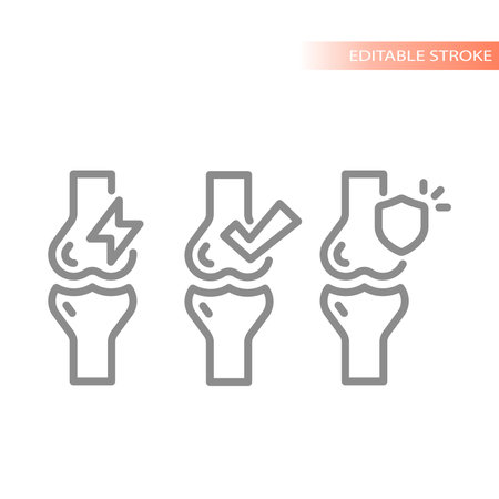Human joints bones line vector icon set. Arthritis, bone and joint pain icons.のイラスト素材