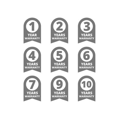 Warranty ribbon label. 1, 3, 5, 10 years guarantee vector labels.のイラスト素材