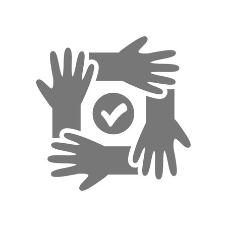 Hands circle, mutual aid and community vector icon. Team and teamwork, helping hand symbol.のイラスト素材