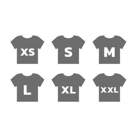 T shirt with l, m, s size icon set. Clothing sizes t-shirt icons.のイラスト素材