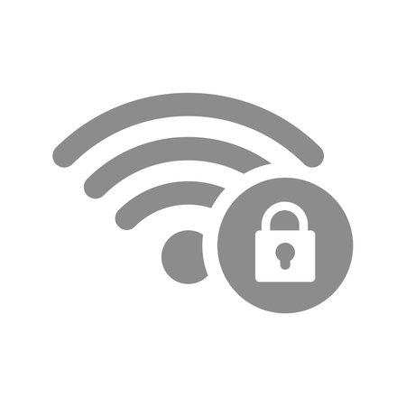 Wi fi and padlock, secured connection icon. Wi-fi protected internet access vector.のイラスト素材