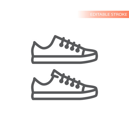 Sneakers line vector icon. Trainers with laces outline.のイラスト素材