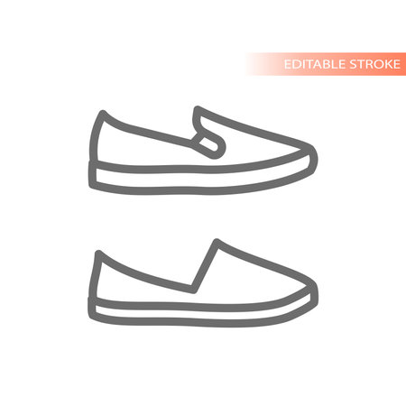Espadrilles line vector icons. Canvas shoes outline icon set.のイラスト素材