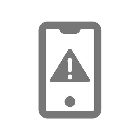 Phone and warning sign vector icon. Smartphone error with exclamation mark.