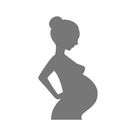 Pregnant woman silhouette vector. Pregnancy, expecting mother icon.のイラスト素材
