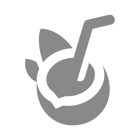 Coconut cocktail with straw vector icon. Exotic, summer drink, tropical summer vacation symbol.のイラスト素材