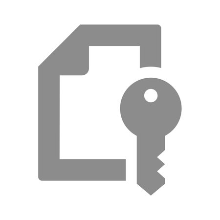 Encrypted document vector icon. Private, password protected data and key locked file.のイラスト素材