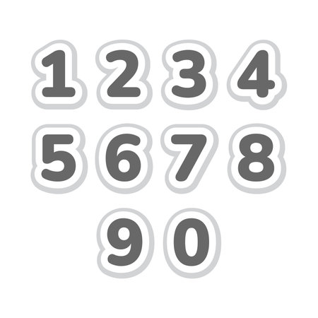 3d number sticker style vector icons. Numbers from one to zero icon stickers set.のイラスト素材