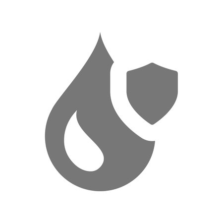 Waterproof or rust-proof drop with shield. Rustproof or water proof vector icon label.のイラスト素材