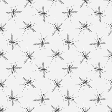 Mosquitoes seamless pattern. Vector simple mosquitoe backgroundのイラスト素材