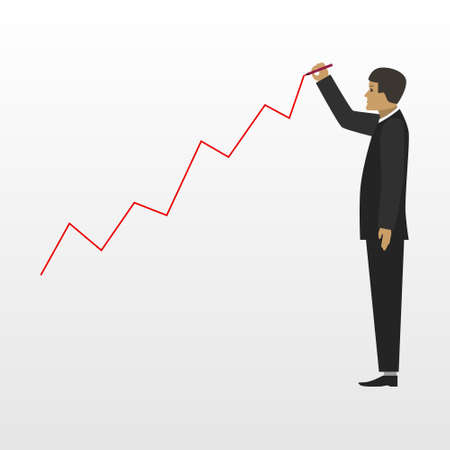 Businessman and growing business flat vector illustrationのイラスト素材