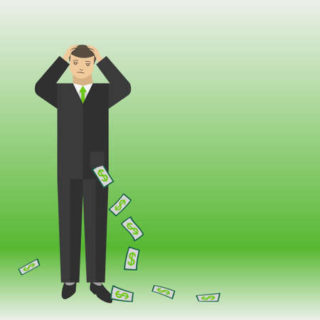 Businessman think about the money and lose them vector concept illustrationのイラスト素材