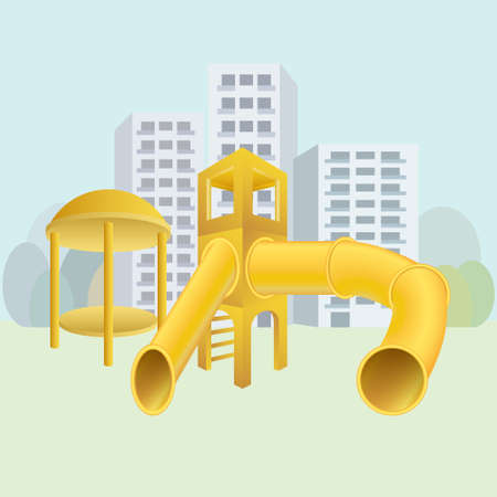 City kids playground concept vector modern illustrationのイラスト素材