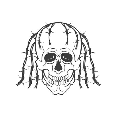 Hand drawn skull vector modern illustration on white backgroundのイラスト素材