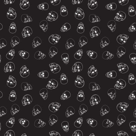 Skulls pattern. Vector dark seamless textureのイラスト素材