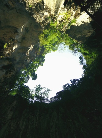 Caves viewing from inside out to the skyの素材